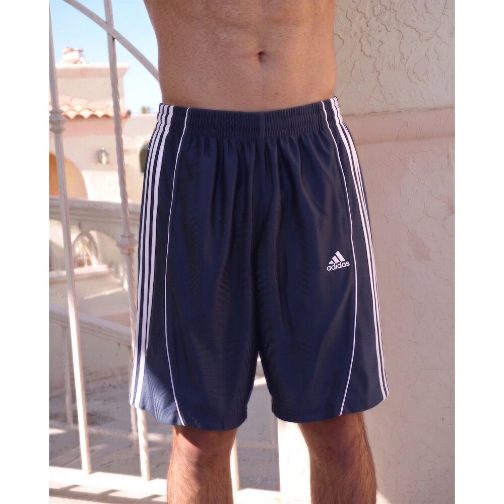 Vintage Adidas Mens Medium Soccer Basketball Shorts Navy Shimmer Dazzle M